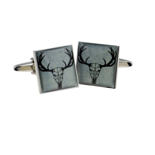 Horned Stag Skull Distressed Style Cufflinks | Ashton and Finch