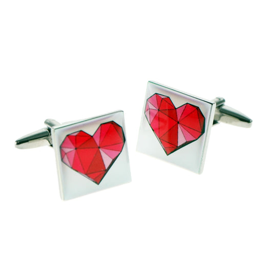 Geometric Red Heart Cufflinks | Ashton and Finch