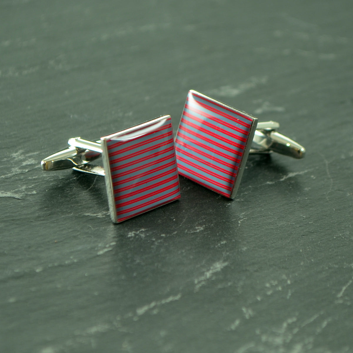 Red Striped Cufflinks | Ashton and Finch