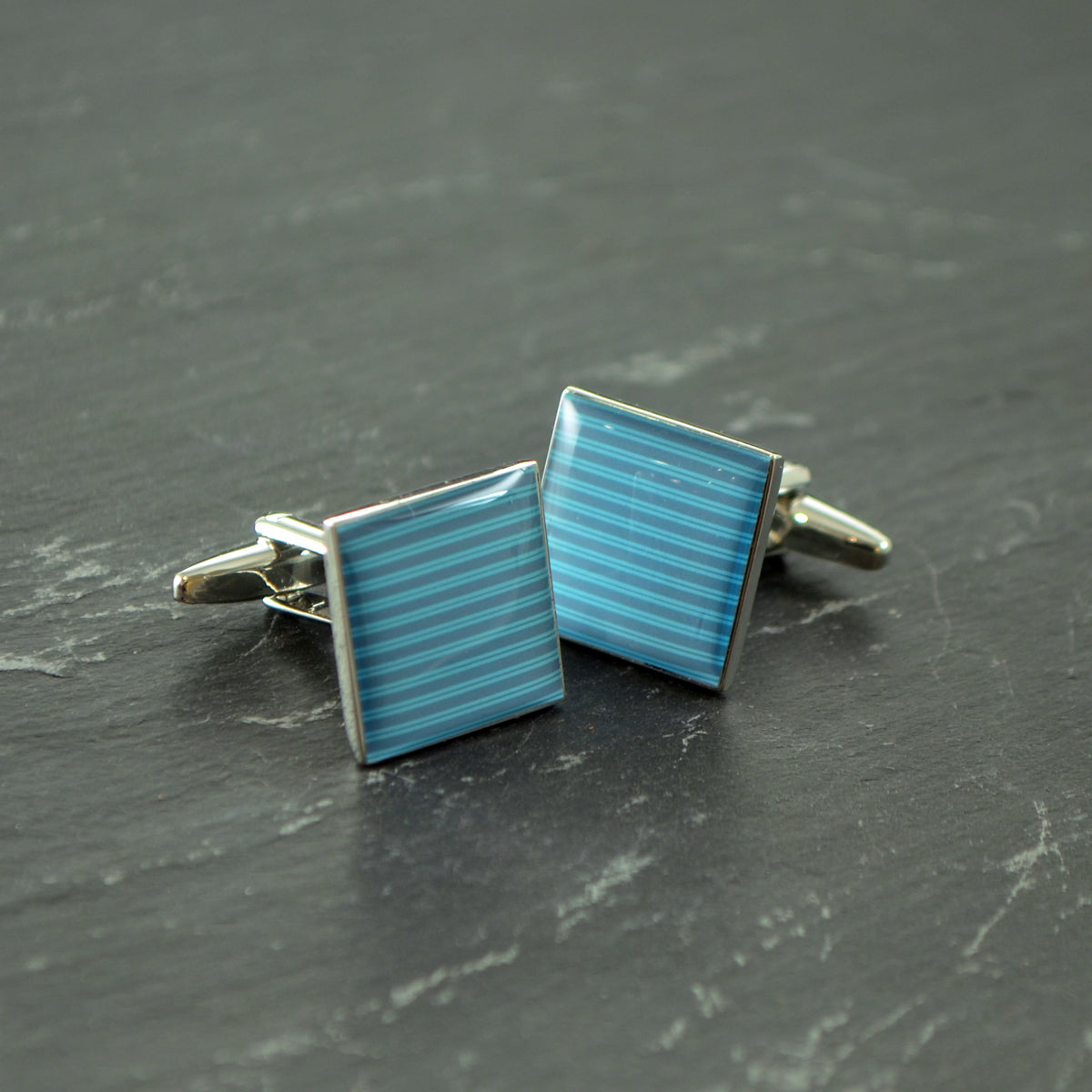 Turquoise Striped Cufflinks | Ashton and Finch