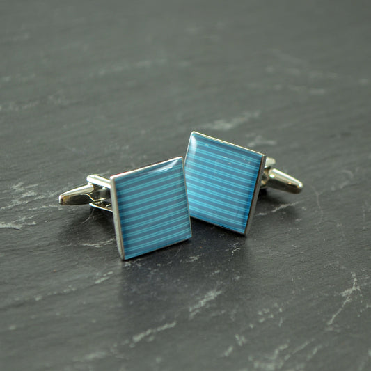 Turquoise Striped Cufflinks | Ashton and Finch