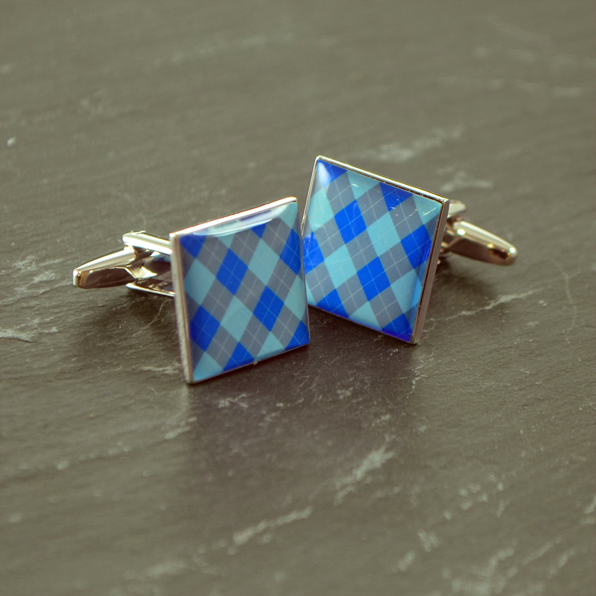 Turquoise Argyle Pattern Cufflinks | Ashton and Finch