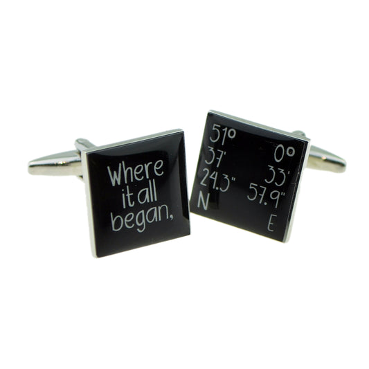 Where it all Began Map Location Personalised Cufflinks | Ashton and Finch