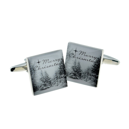 Merry Christmas Snow Scene Design Cufflinks | Ashton and Finch