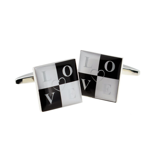 Black & White Love Design Cufflinks | Ashton and Finch