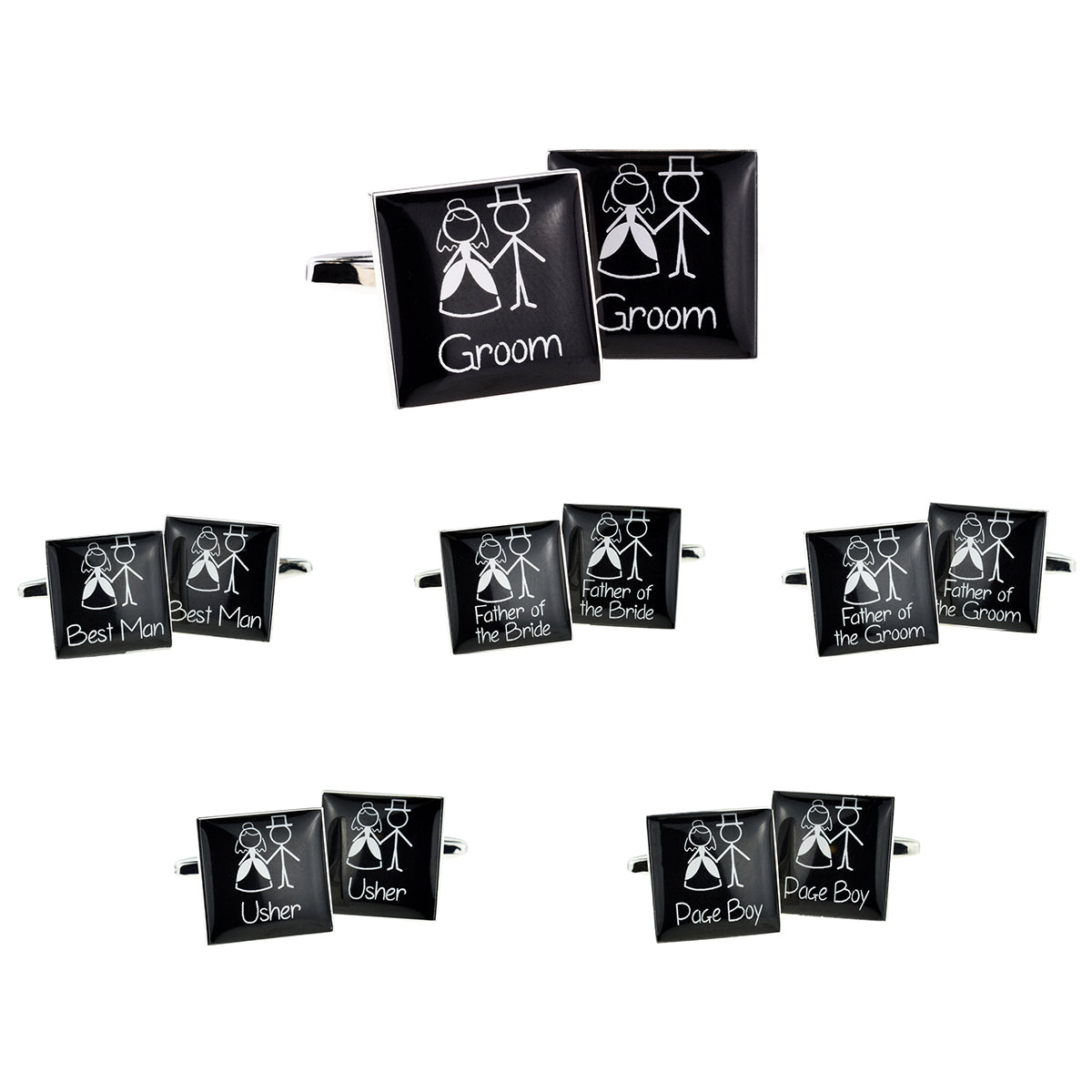 Stick Figures Design Wedding Cufflinks | Ashton and Finch