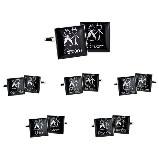 Stick Figures Design Wedding Cufflinks | Ashton and Finch