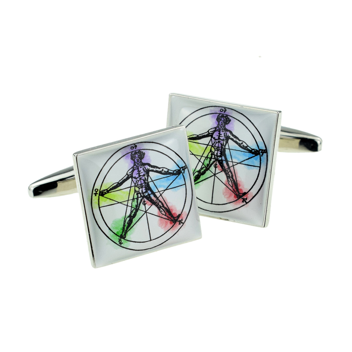 Vitruvian Man With Pentagram and Elements Desig Cufflinks | Ashton and Finch