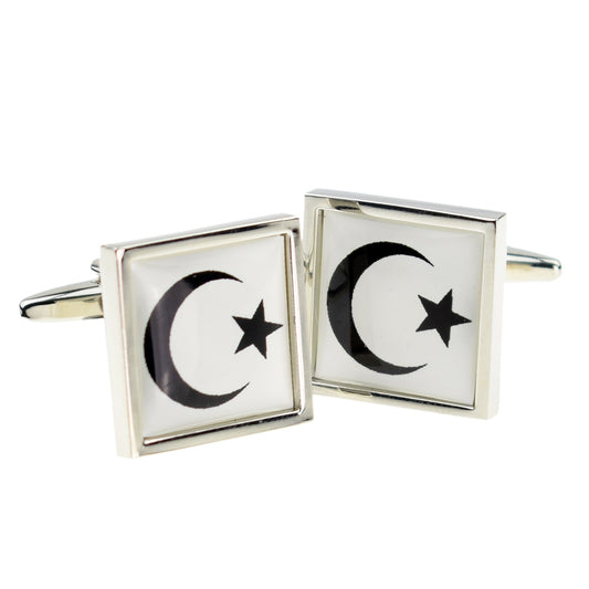Islamic Flag in Black & White Cufflinks | Ashton and Finch