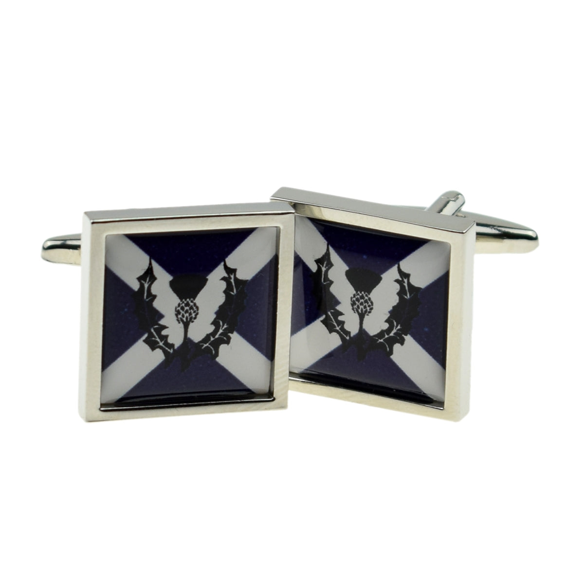 Cufflinks Scottish Saltire Flag with Thistle design | Ashton and Finch