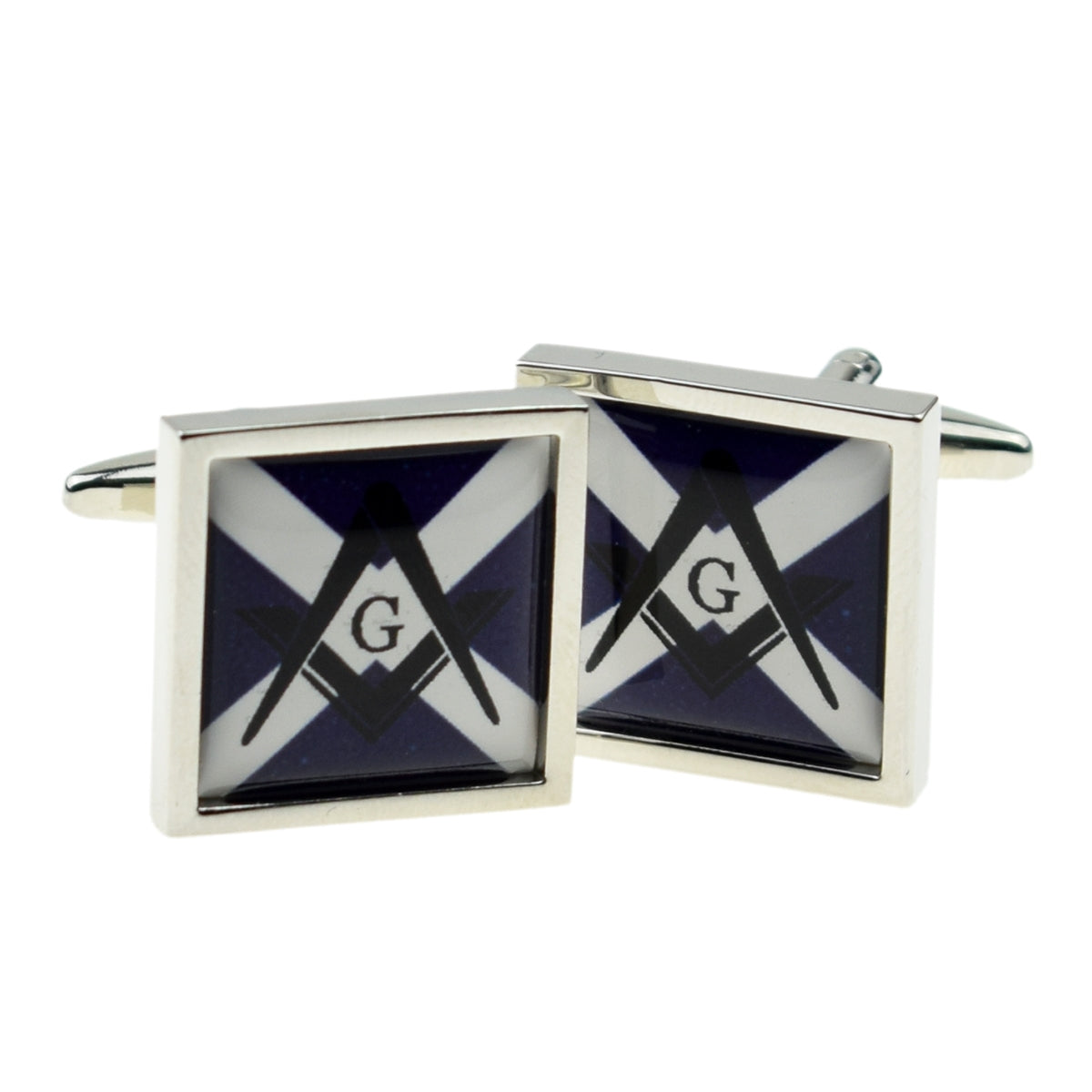 Cufflinks Scottish Saltire Flag with Masonic G design | Ashton and Finch