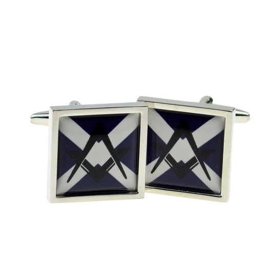 Cufflinks Scottish Saltire Flag with Masonic (no G) design | Ashton and Finch