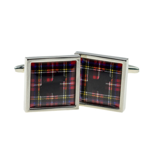 Cufflinks Royal Stewart Scottish Tartan with Scottie Dog design | Ashton and Finch