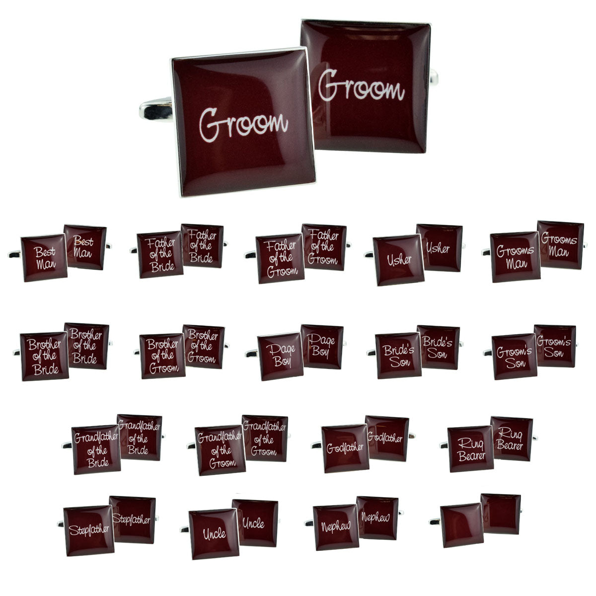 Burgundy Square Wedding Cufflinks | Ashton and Finch