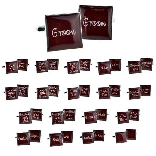 Burgundy Square Wedding Cufflinks | Ashton and Finch