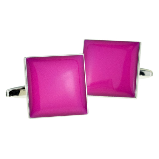 Plain Hot Pink Square Cufflinks | Ashton and Finch