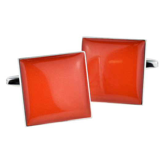 Burnt Orange Square Plain Cufflinks | Ashton and Finch