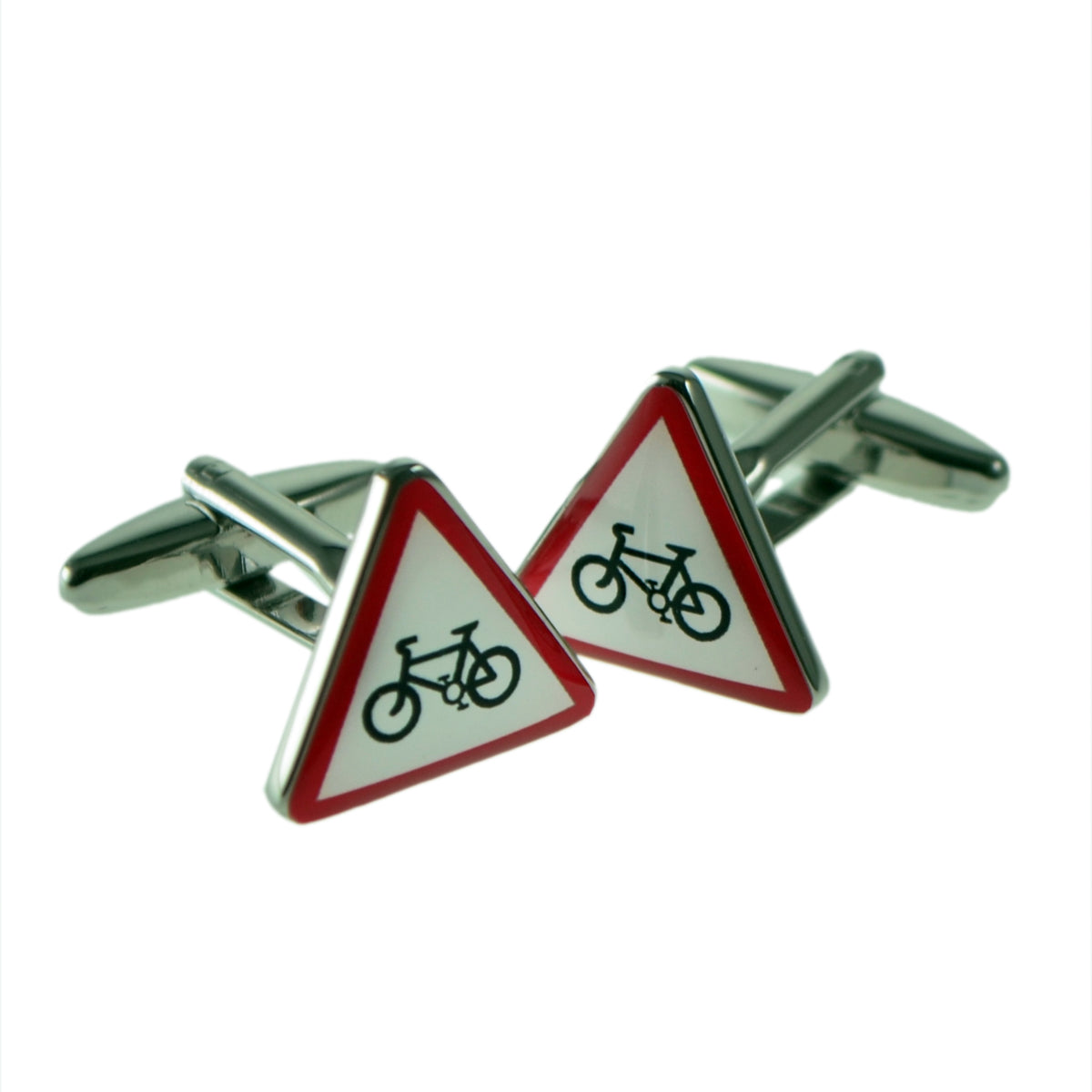 Warning Triangle Sign Bicycle Cufflinks - (X2AJ443) | Ashton and Finch