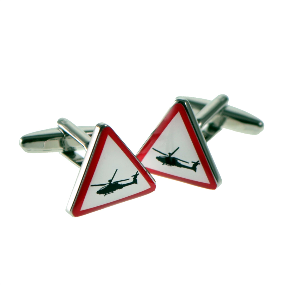 Warning Triangle Sign Helicopter Cufflinks - (X2AJ443) | Ashton and Finch