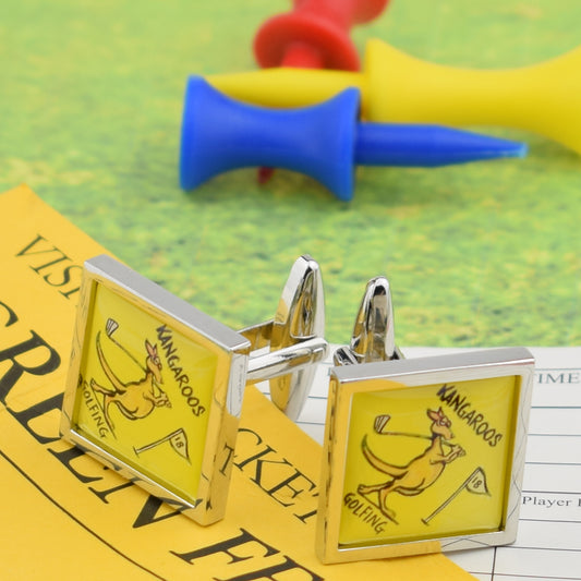 Beware Kangaroos Golfing Australia Cufflinks | Ashton and Finch
