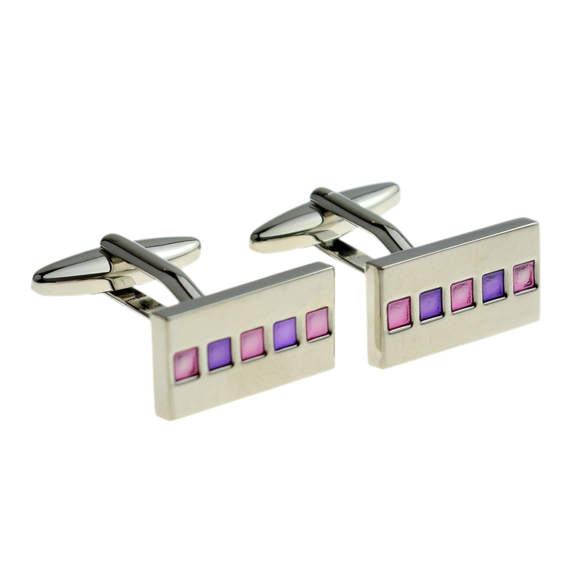 Rectangular Pink 5 square Pink & Blue Cufflinks | Ashton and Finch