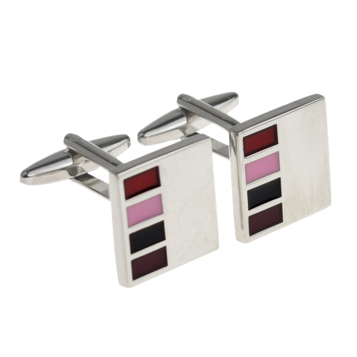 Square multicolour rectangular Rodium Plated Cufflinks | Ashton and Finch