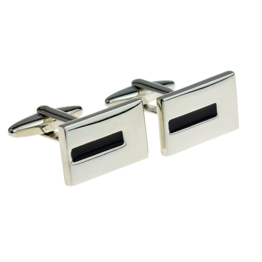 Rectangular Classic Cufflinks with Black Detail | Ashton and Finch