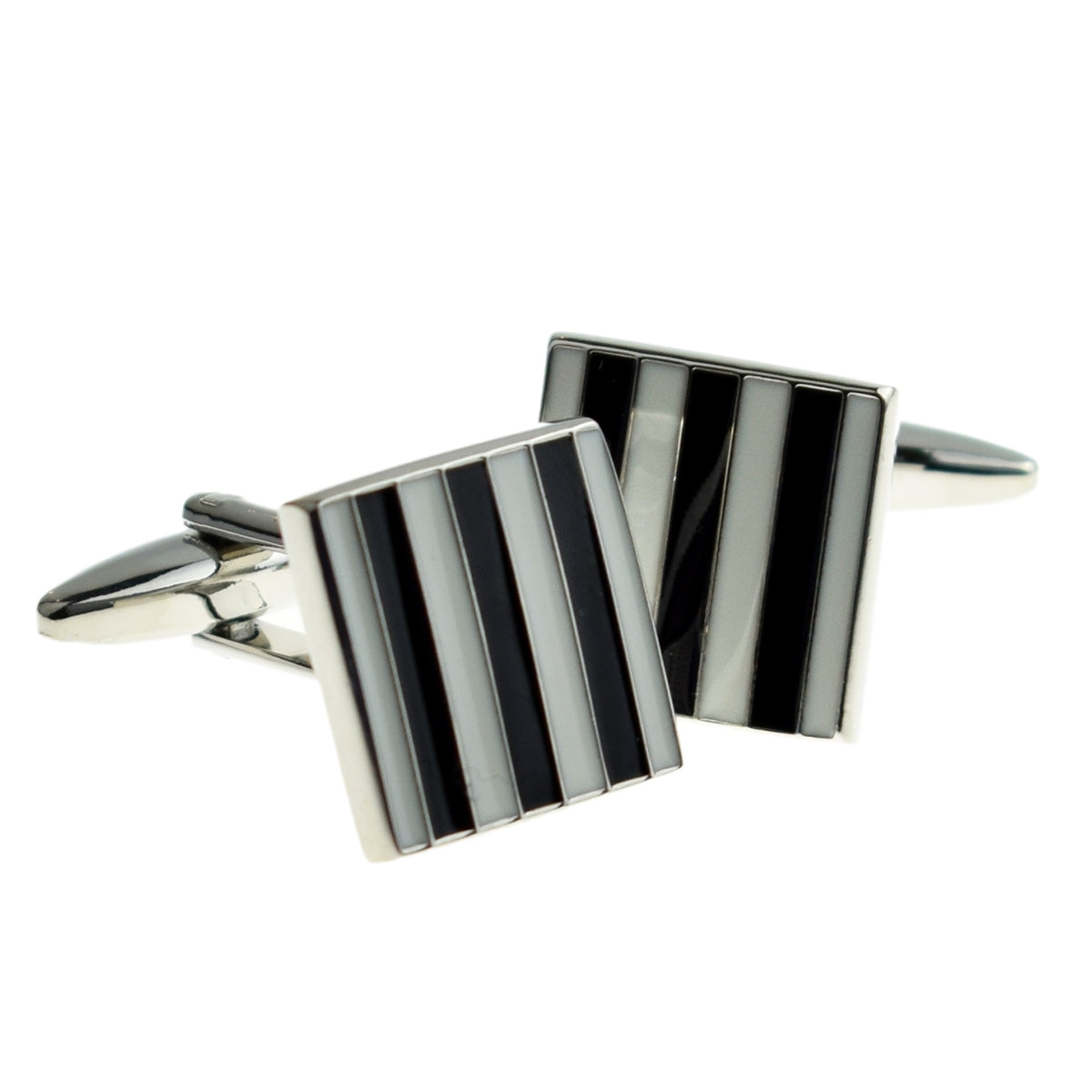 Black & White Striped Classic Cufflinks | Ashton and Finch