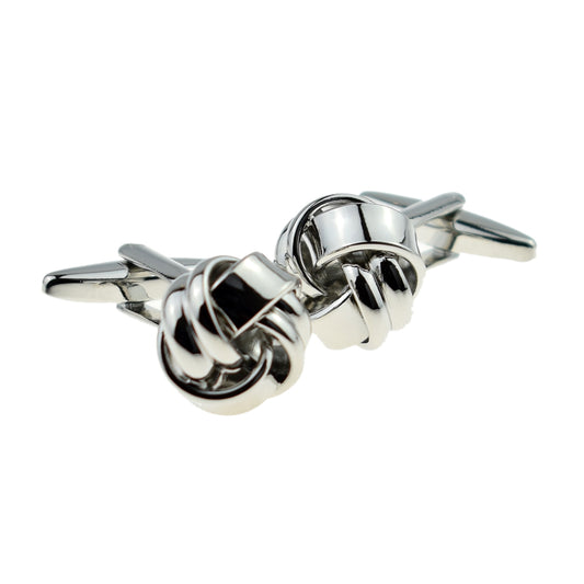 Value Saver Rhodium Plated Knot Classic Cufflinks | Ashton and Finch