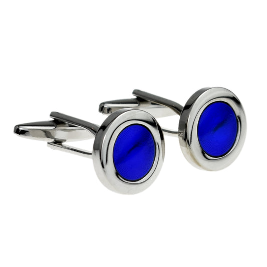 Round Cufflinks with Blue circle classic design | Ashton and Finch