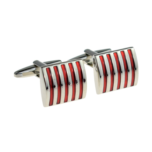 Red Classic Striped Cufflinks | Ashton and Finch