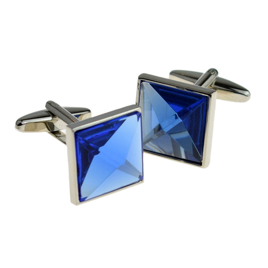 Clear Blue Pyramid Cufflinks | Ashton and Finch