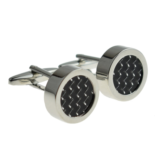 Black Carbon Fibre-look Cufflinks | Ashton and Finch