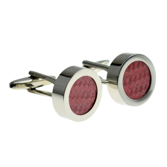 Pink & Silver Carbon Fibre-look Cufflinks | Ashton and Finch