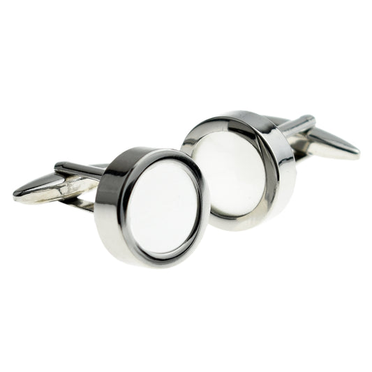 White Round Cufflinks | Ashton and Finch