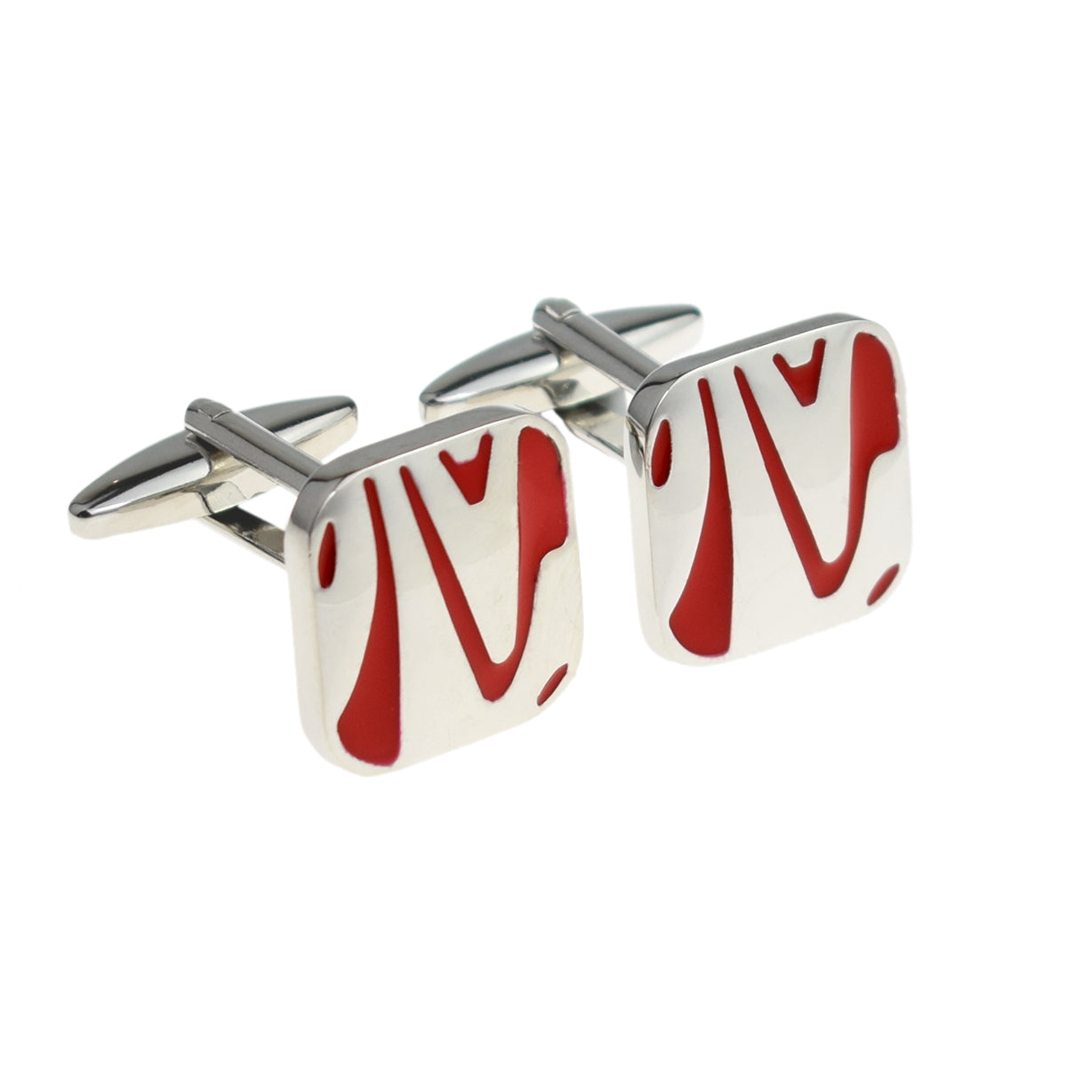Red & Silver Swirl Pattern Cufflinks | Ashton and Finch