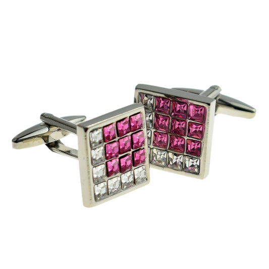 Square Pink & White Crystals Cufflinks | Ashton and Finch