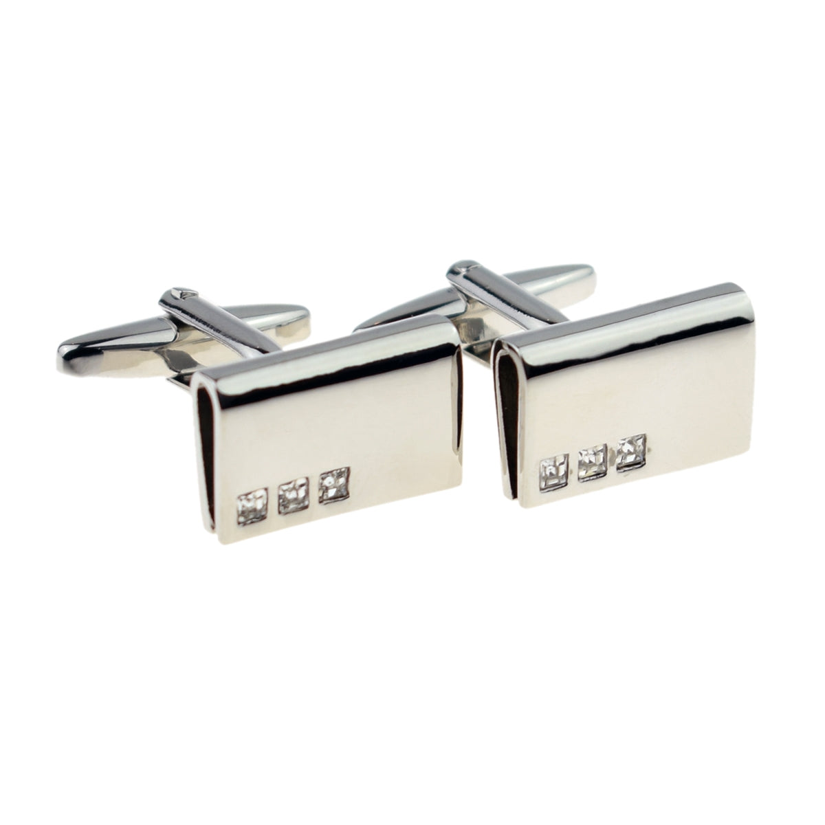 3 Crystal Ingot Fold Style Cufflinks | Ashton and Finch