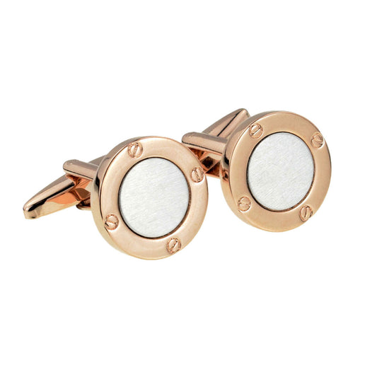 Rose Gold and Silver Two Tone Porthole Style Cufflinks (engravable) | Ashton and Finch