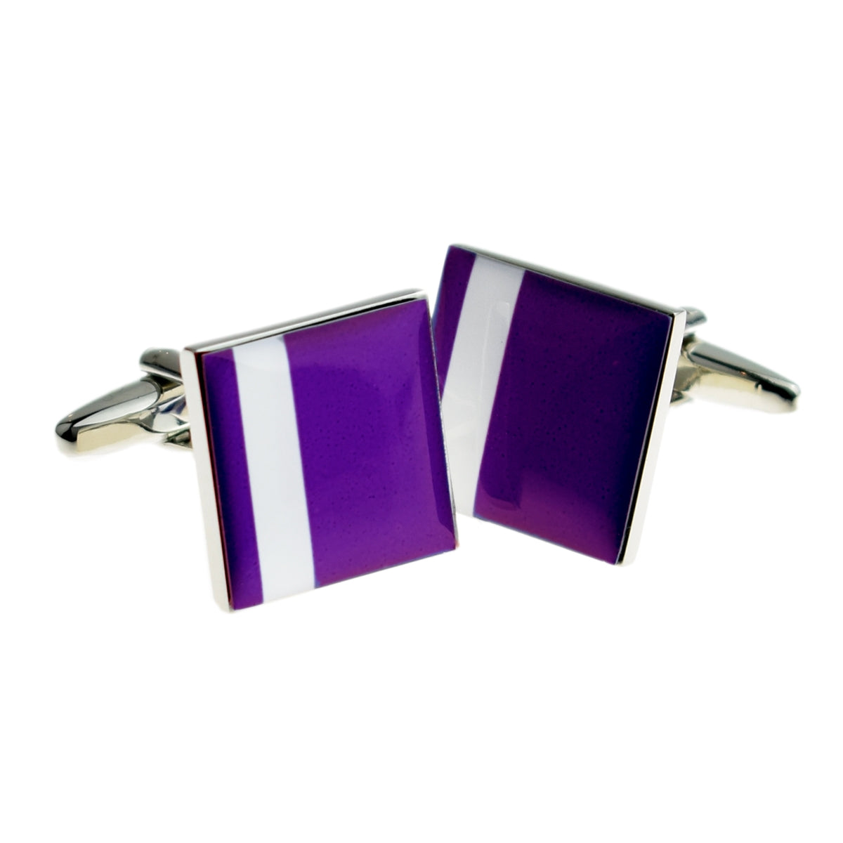 Purple with Off Centre White Stripe Cufflinks | Ashton and Finch