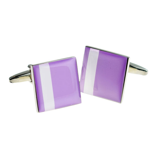 Lilac with Off Centre White Stripe Cufflinks | Ashton and Finch