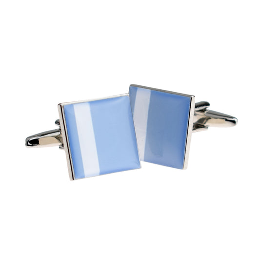 Blue with Off Centre White Stripe Cufflinks | Ashton and Finch