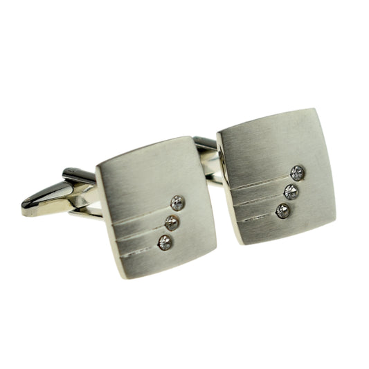 Triple Crystal with lines brushed finish Cufflinks | Ashton and Finch