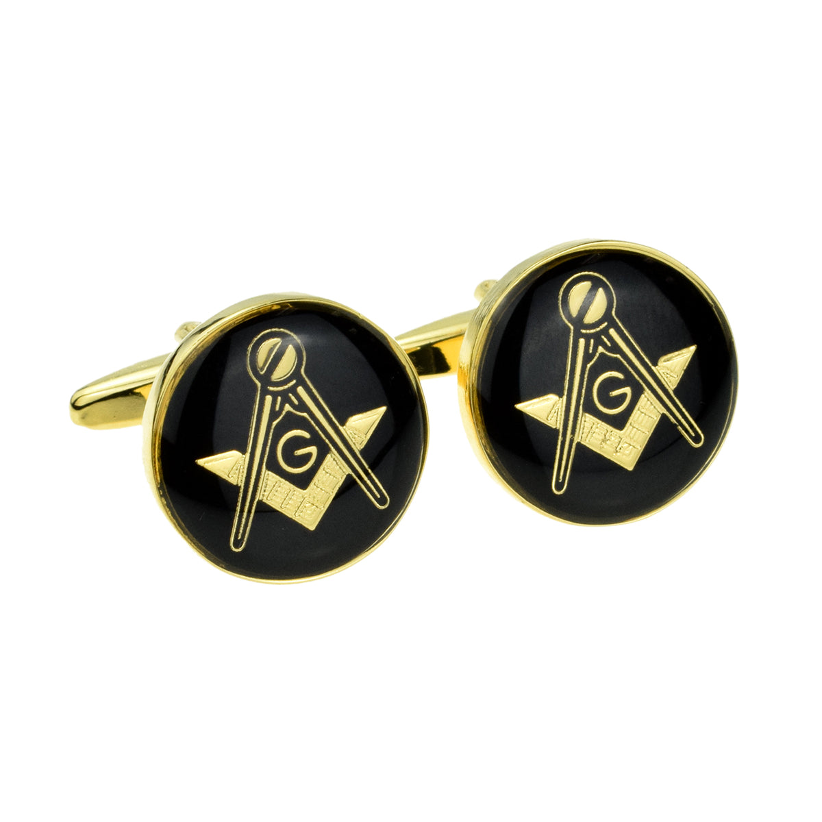 Black & Gold Round Masonic Cufflinks | Ashton and Finch