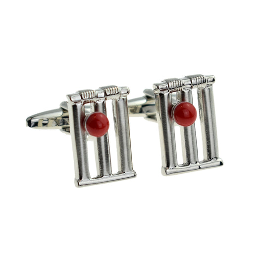 Cricket Wicket & Red Cricket Ball Sport Cufflinks | Ashton and Finch