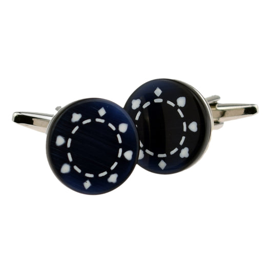 Blue Poker Chip, Gamble, Casino Cufflinks | Ashton and Finch
