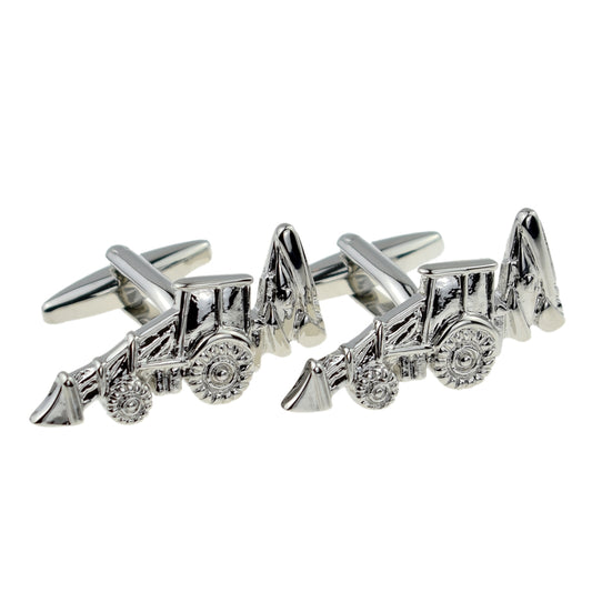 Rhodium Plated Excavator Tractor Digger Cufflinks | Ashton and Finch
