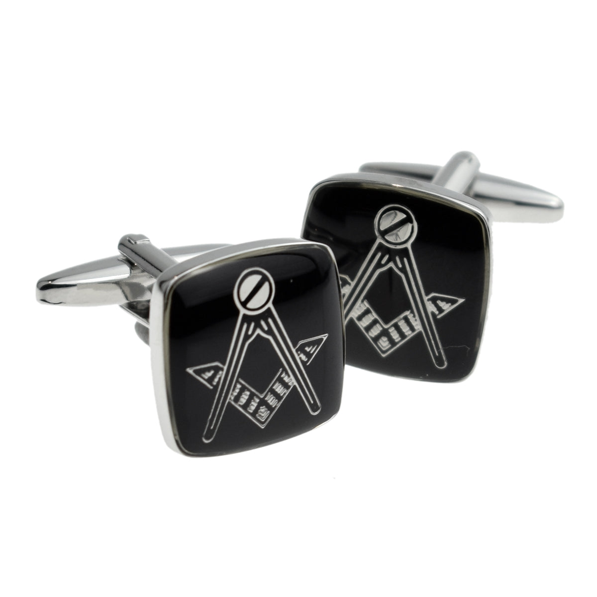 Black Rhodium Plated Masonic Cufflinks No G | Ashton and Finch