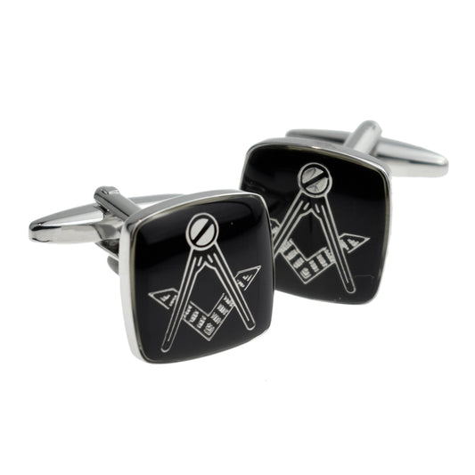 Black Rhodium Plated Masonic Cufflinks No G | Ashton and Finch