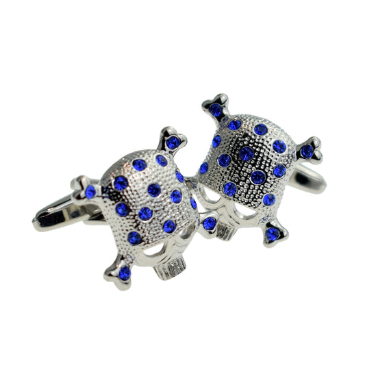 Blue Crystal Encrusted Skulls Cufflinks | Ashton and Finch